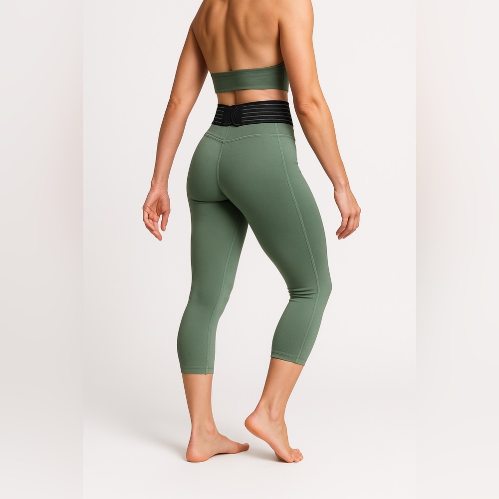 Tommie Copper Adjustable Back Support Ankle Length leggings pockets Olive 3XL NN